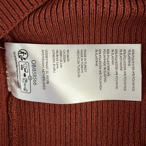 NWT Anthropologie Long Sleeve Corset Rust Orange Turtleneck Sweater - Picture 7 of 7